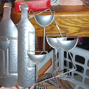 Unique Vintage Silver Wine and Glass Holder